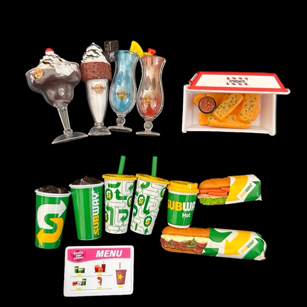 ZURU Mini Brands Subway TGI Fridays Hard Rock Cafe 13-piece restaurant food set